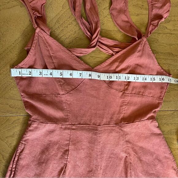 Urban Outfitters Rose Pink Kai Ruffle Tie-Back Romper Size 4 - Picture 11 of 14